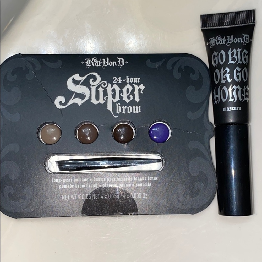 Kat Von D brow pomade and mascara samples